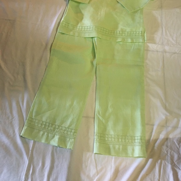 JMP Green Linen 2 pc Blouse/Pants Set Size Medium - Picture 5 of 9